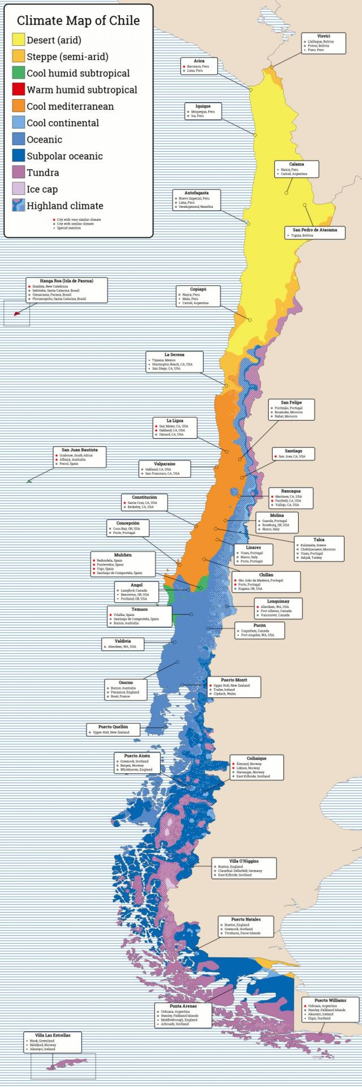 Mapa de Chile climático