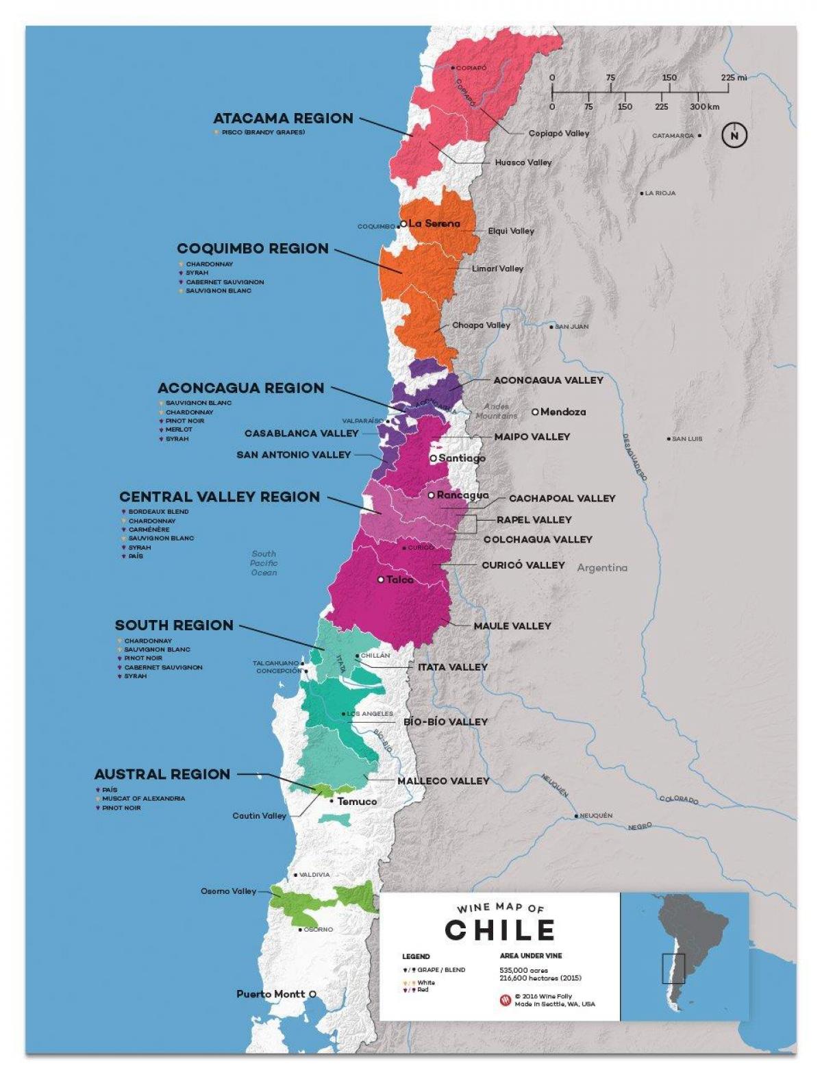 Chile país de vino mapa