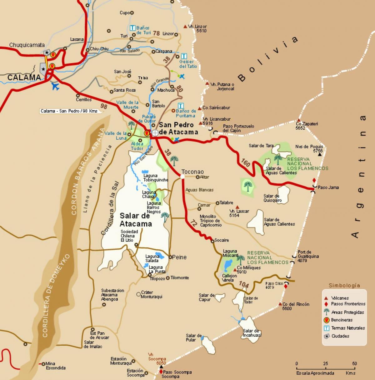 Mapa de atacama, Chile