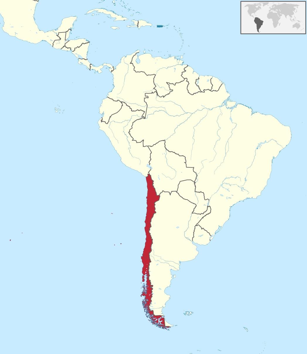 Chile en américa del sur mapa