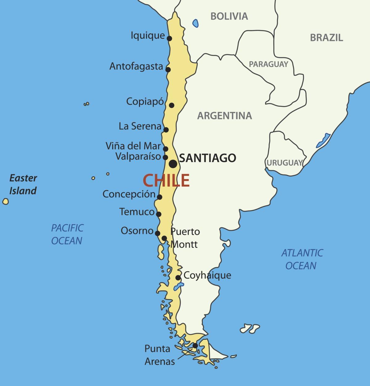 Mapa de Chile en el país