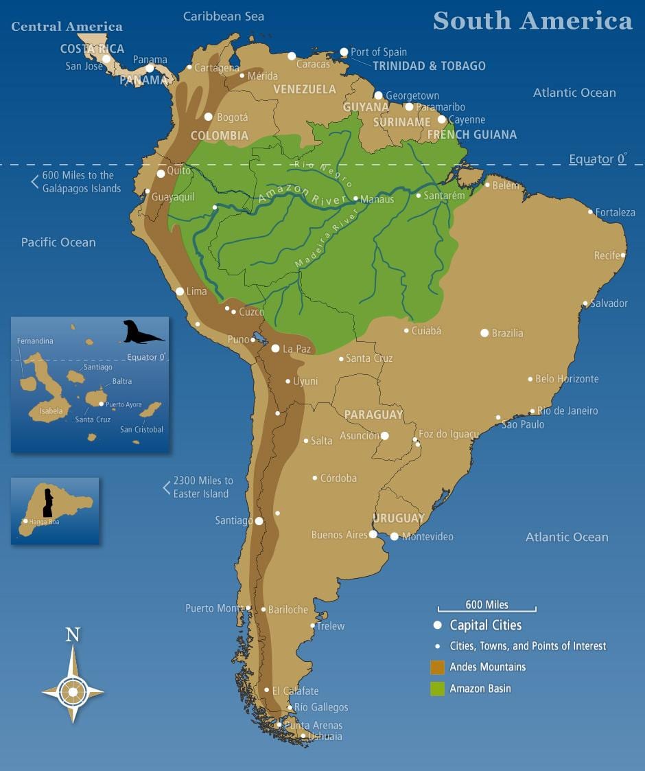 Mapa de montañas de los andes de Chile