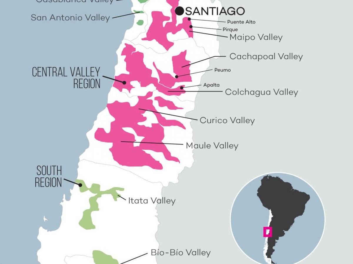 soltar Manhattan Necesario El valle Central de Chile mapa - Mapa de valle central de Chile (América  del Sur - América)