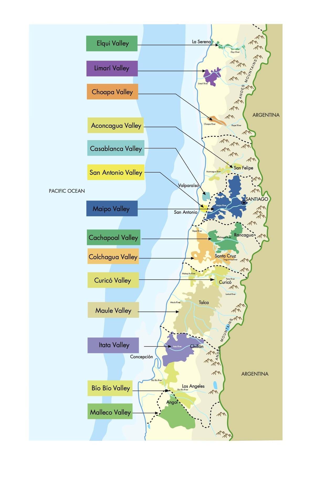 Mapa de asignación de Chile