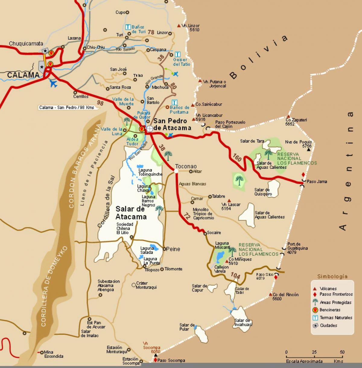 desierto de atacama, Chile mapa
