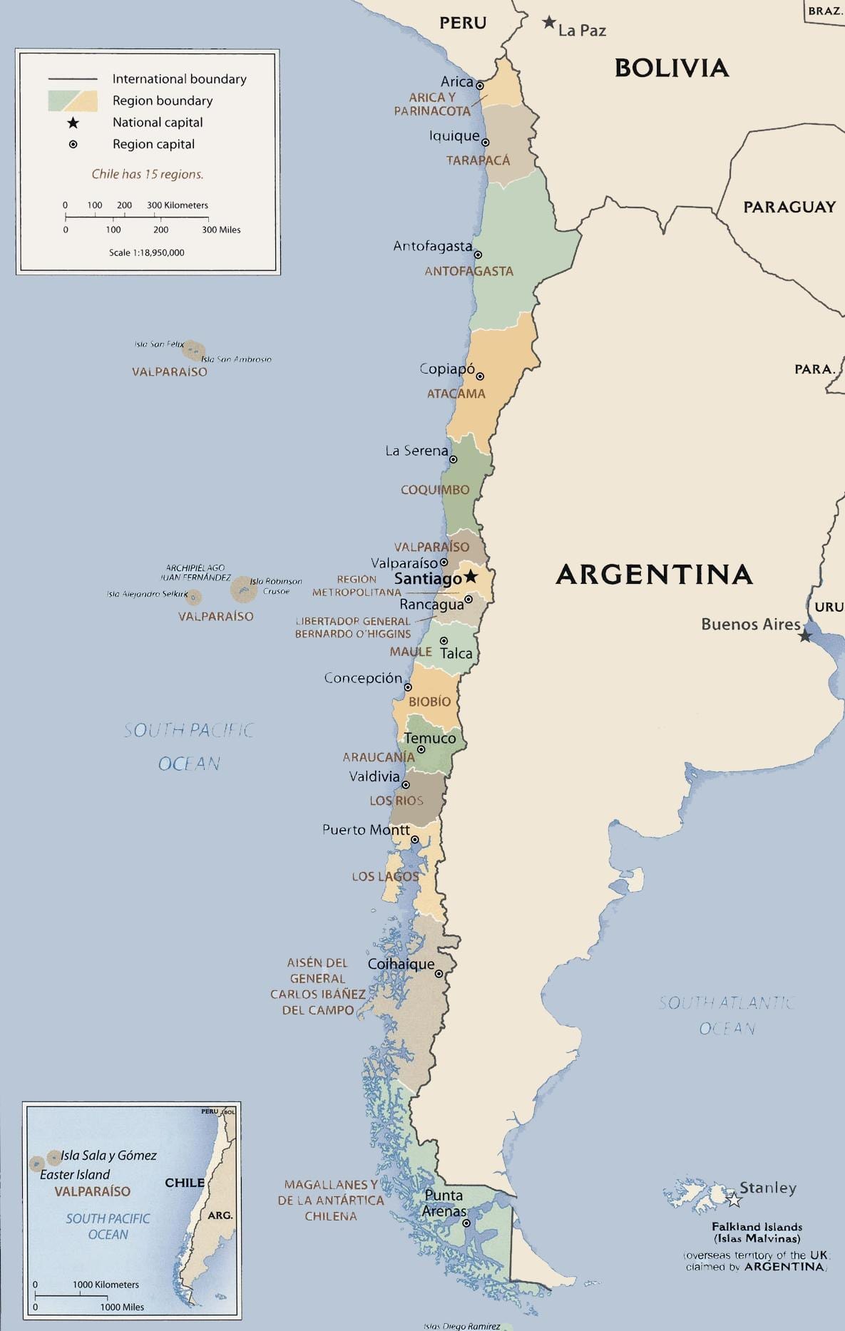 Mapa político de Chile