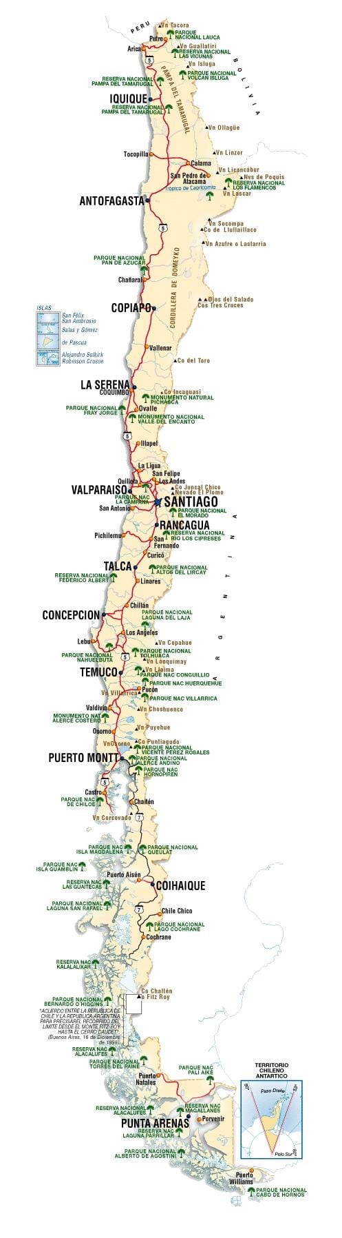 Chile atracciones mapa