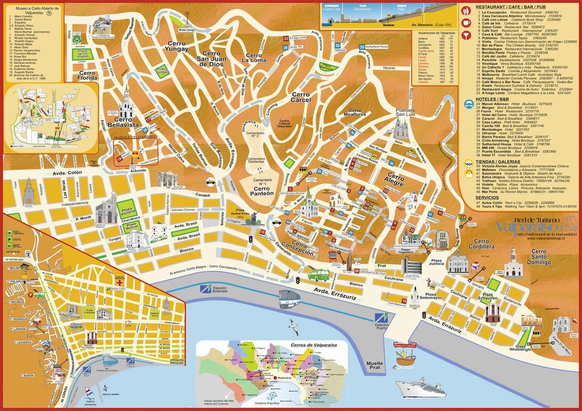 mapa turístico de valparaíso Chile