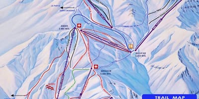Mapa de los centros de esquí de Chile