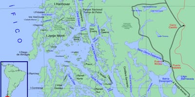 Mapa de los glaciares de Chile