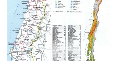 Mapa de Chile de los recursos naturales 