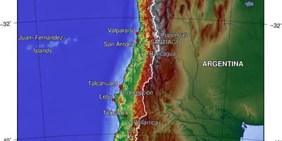 Montañas en Chile mapa