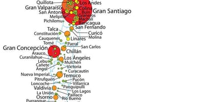 Chile mapa de densidad de población