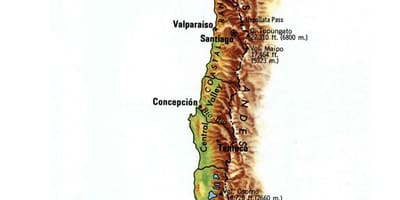 El mapa topográfico de Chile
