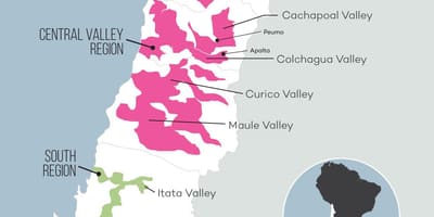 Mapa de valle central de Chile